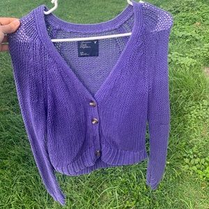 American Eagle purple crochet cardigan